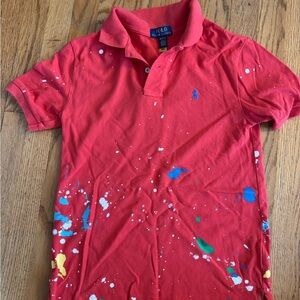 Polo by Ralph Lauren Kids Vibrant Red Polo with Paint Splatter